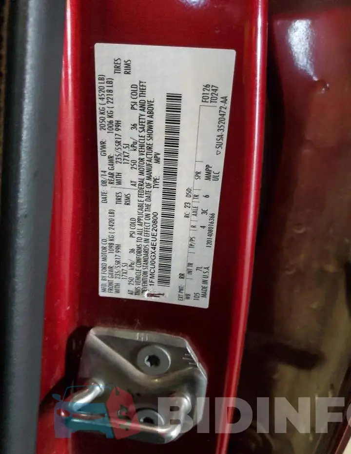 1FMCU0GX4EUE20800 Photo# 13