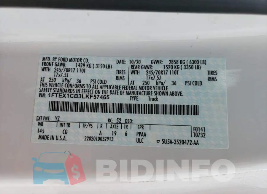 1FTEX1CB3LKF57465 Photo# 12