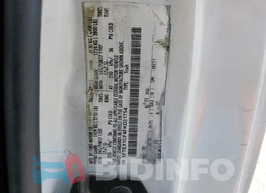 1FTEX1CF4FKD21754 Photo# 12