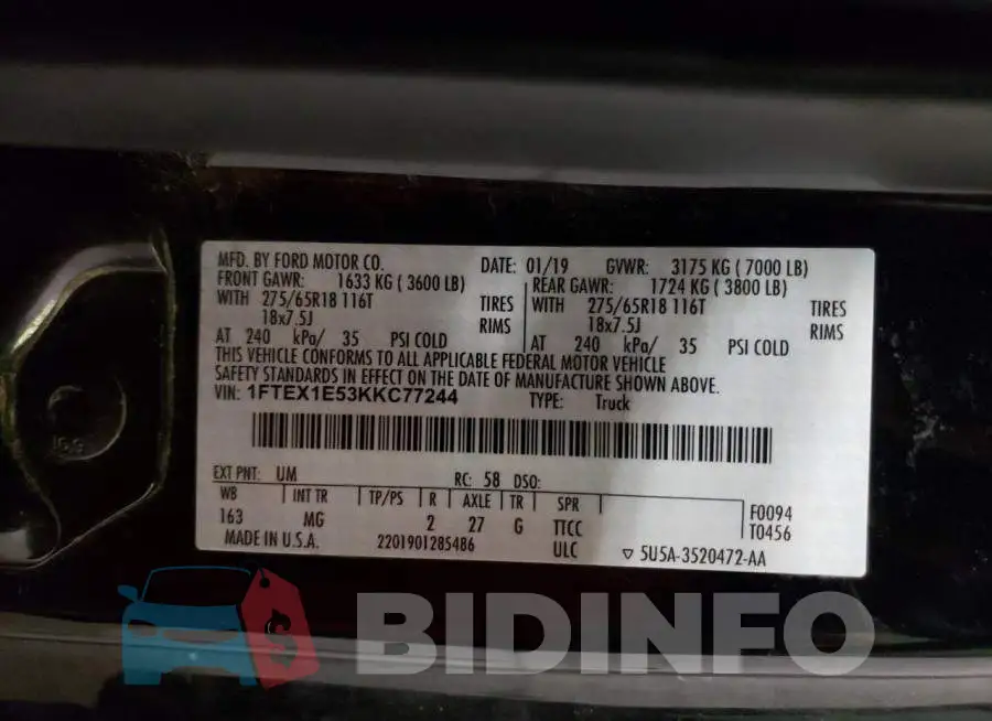 1FTEX1E53KKC77244 Photo# 12