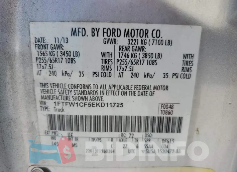 1FTFW1CF5EKD11725 Photo# 13