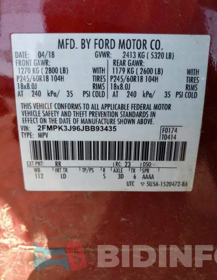 2FMPK3J96JBB93435 Photo# 12