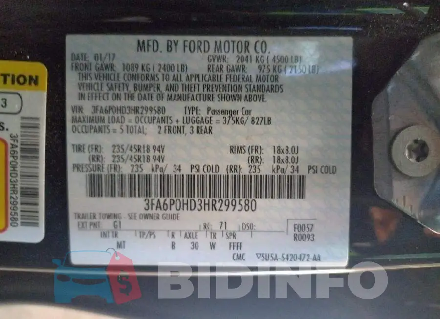 3FA6P0HD3HR299580 Photo# 12