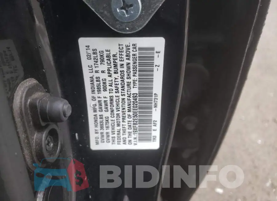 19XFB2E50EE020493 Photo# 12