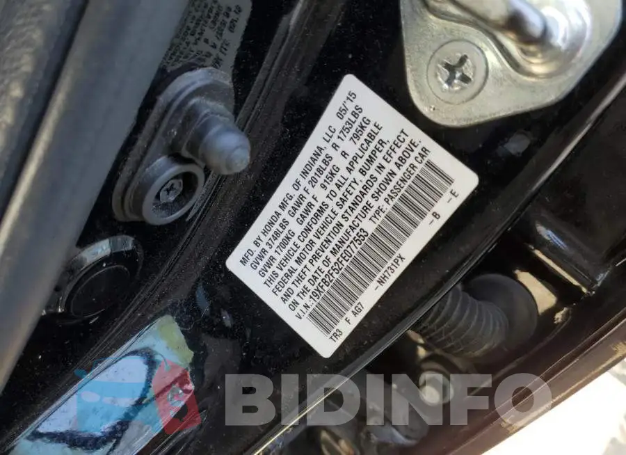 19XFB2F52FE077553 Photo# 13