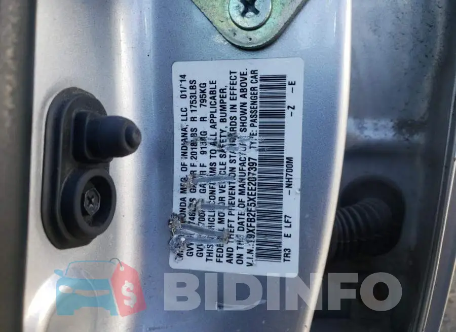 19XFB2F5XEE207397 Photo# 12