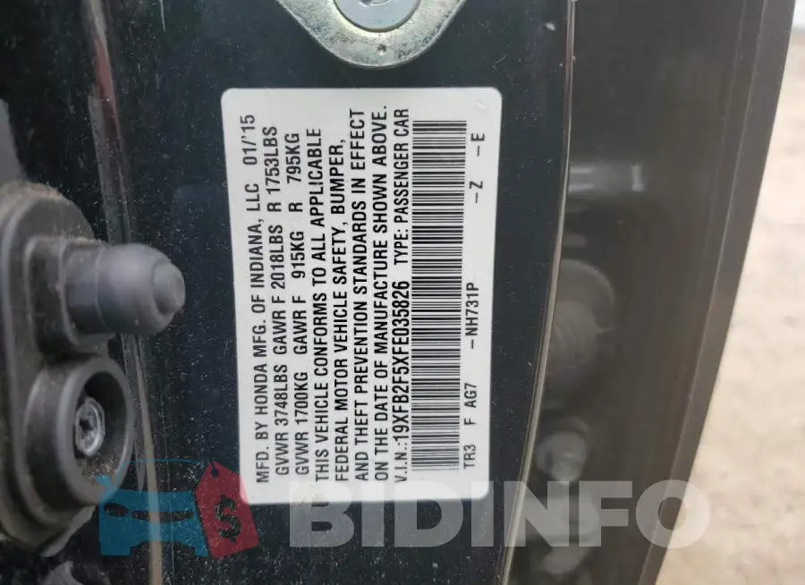 19XFB2F5XFE035826 Photo# 12