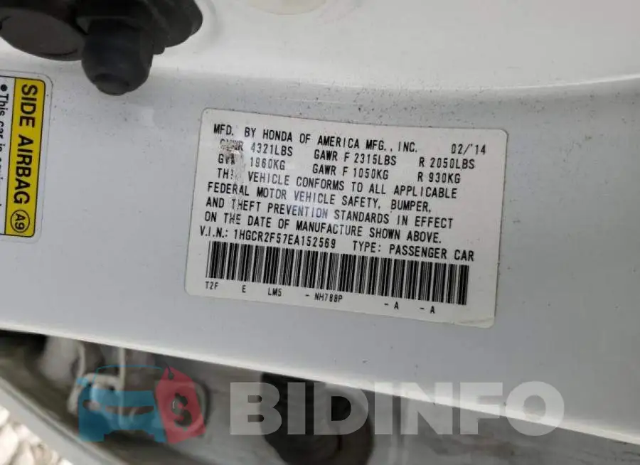 1HGCR2F57EA152569 Photo# 10