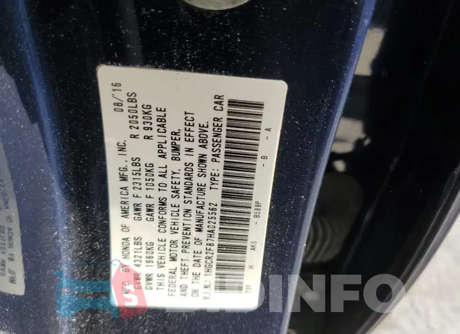 1HGCR2F87HA025562 Photo# 13