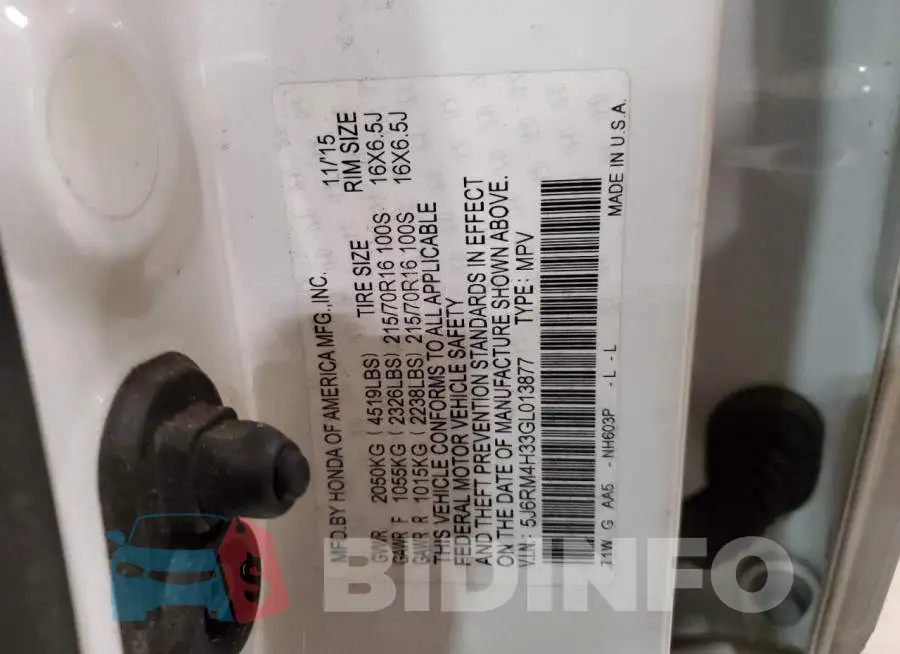 5J6RM4H33GL013877 Photo# 13