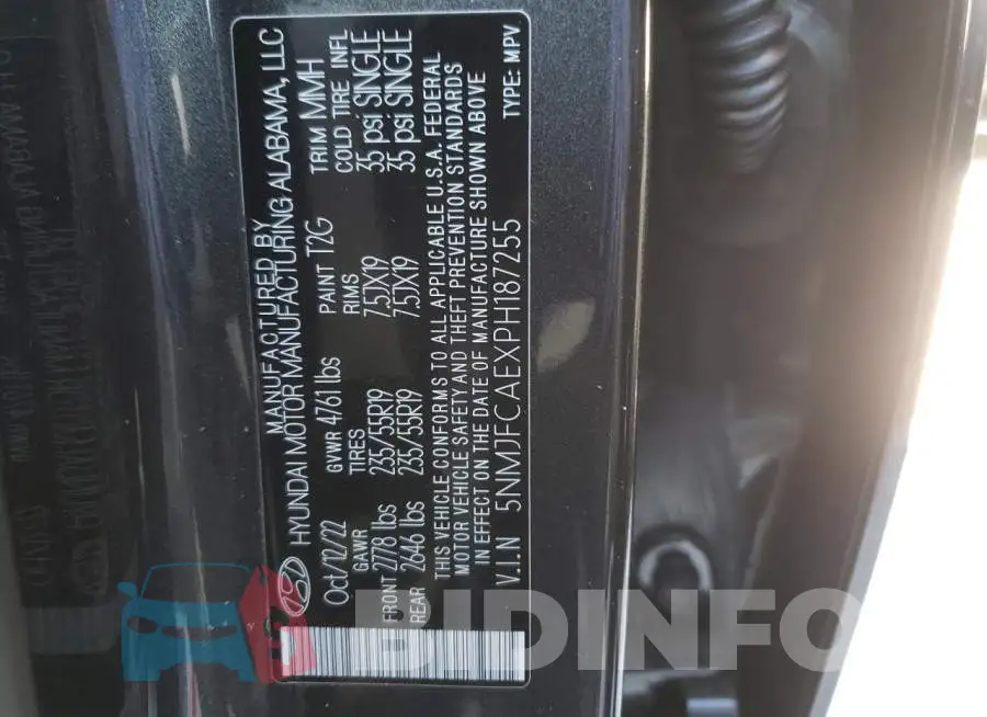 5NMJFCAEXPH187255 Photo# 12