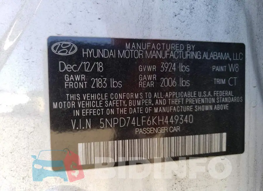 5NPD74LF6KH449340 Photo# 12
