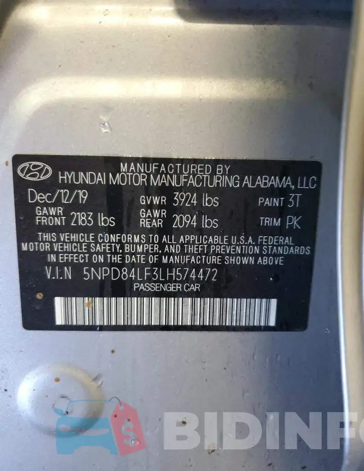 5NPD84LF3LH574472 Photo# 13