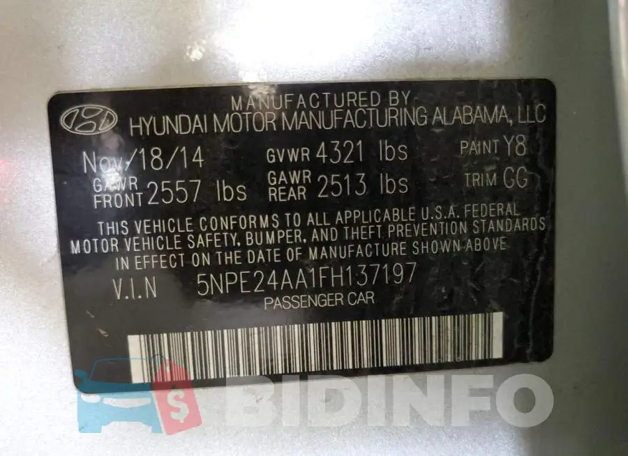 5NPE24AA1FH137197 Photo# 13