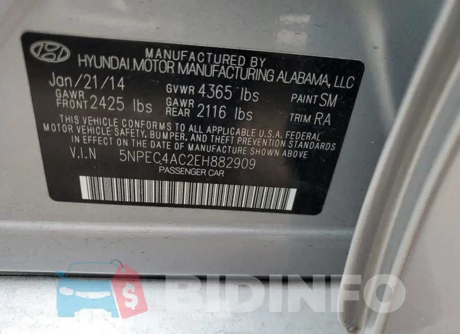 5NPEC4AC2EH882909 Photo# 12