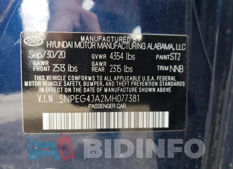 5NPEG4JA2MH077381 Photo# 12