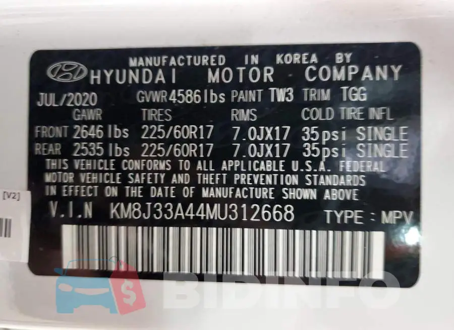KM8J33A44MU312668 Photo# 14