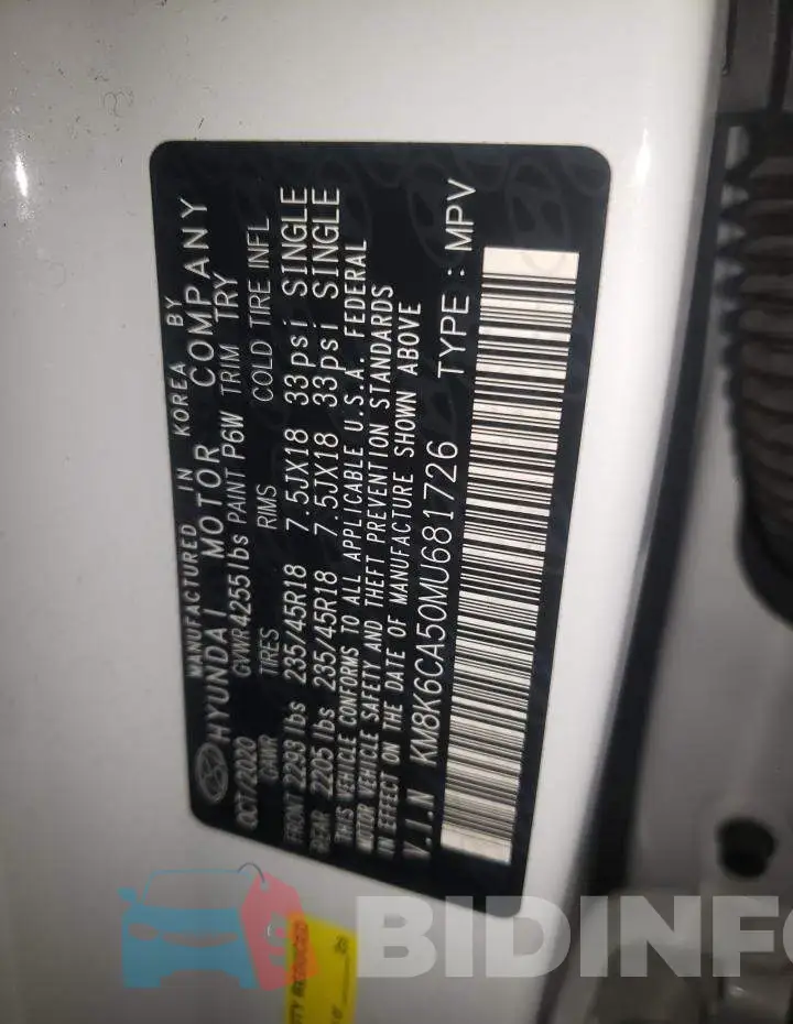KM8K6CA50MU681726 Photo# 12