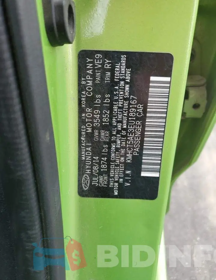 KMHCT5AE3EU189167 Photo# 12