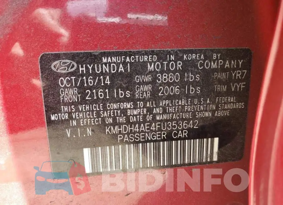 KMHDH4AE4FU353642 Photo# 12
