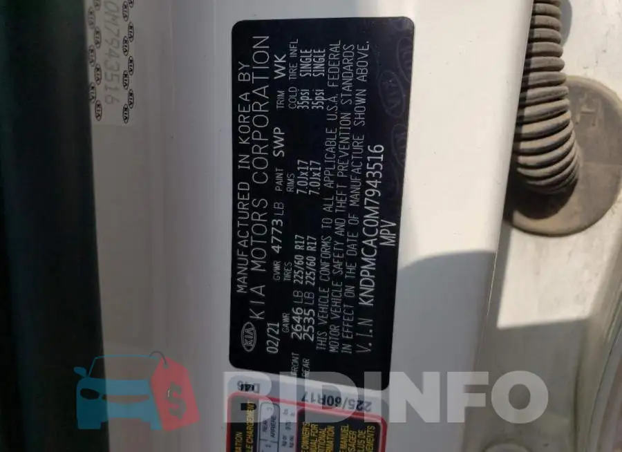 KNDPMCAC0M7943516 Photo# 12