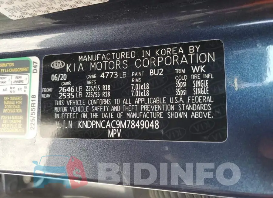 KNDPNCAC9M7849048 Photo# 12