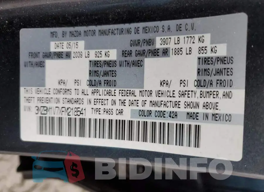 3MZBM1V7XFM218541 Photo# 12