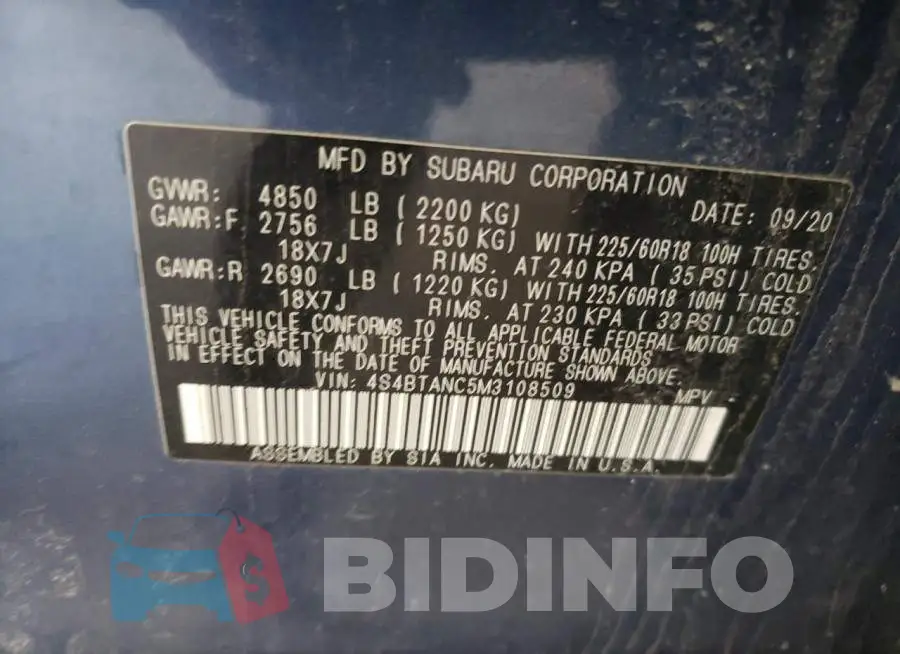 4S4BTANC5M3108509 Photo# 13