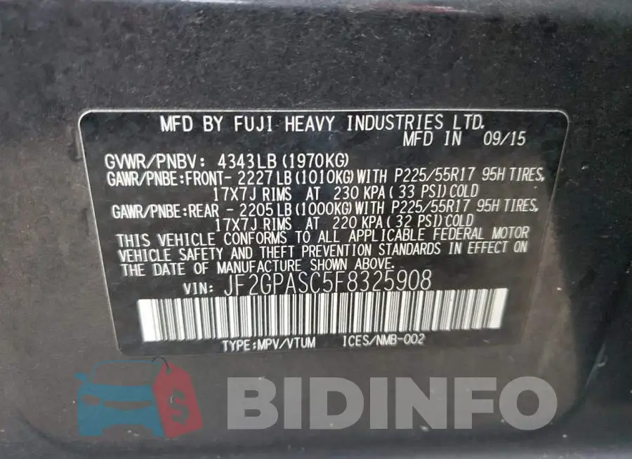 JF2GPASC5F8325908 Photo# 14