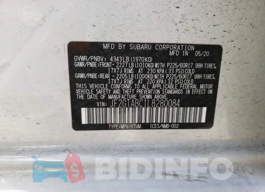 JF2GTABC1L8280084 Photo# 13