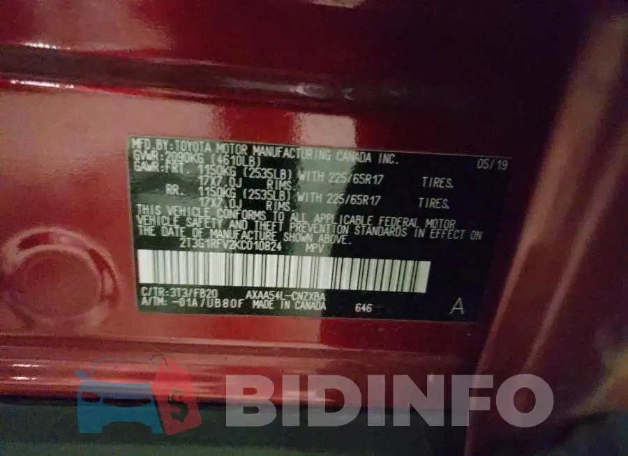 2T3G1RFV2KC010824 Photo# 13