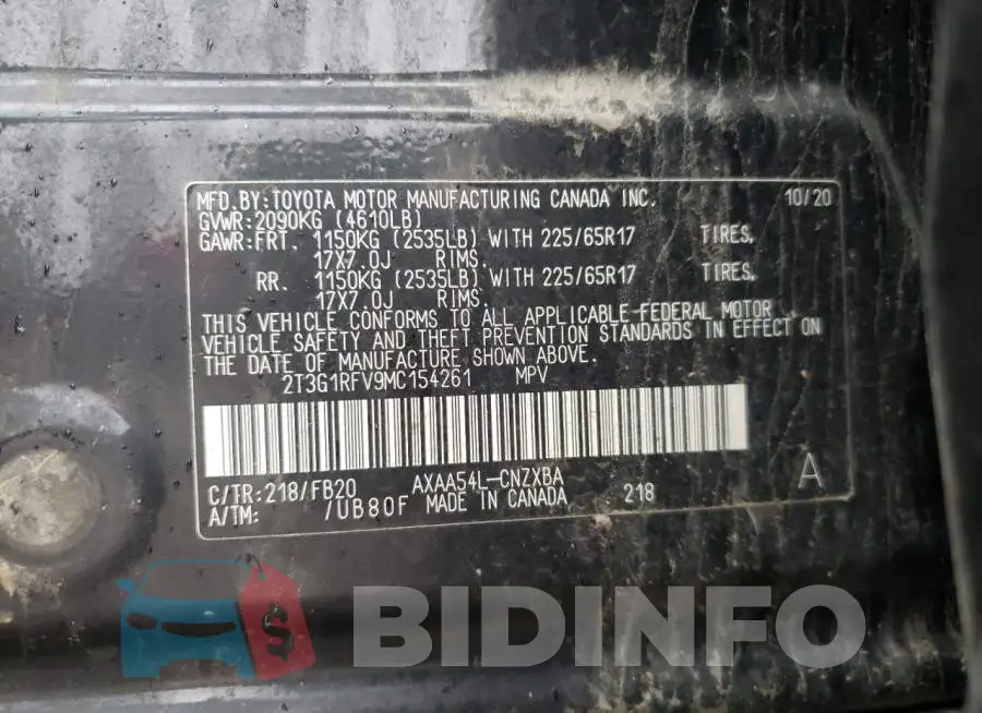 2T3G1RFV9MC154261 Photo# 13