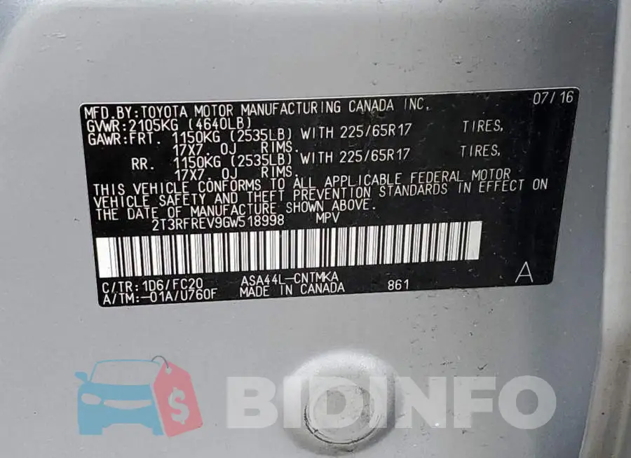 2T3RFREV9GW518998 Photo# 13