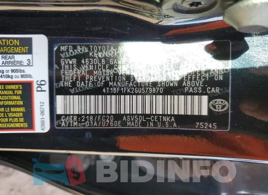 4T1BF1FK2GU579870 Photo# 12
