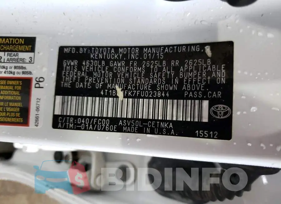 4T1BF1FK7FU023844 Photo# 12