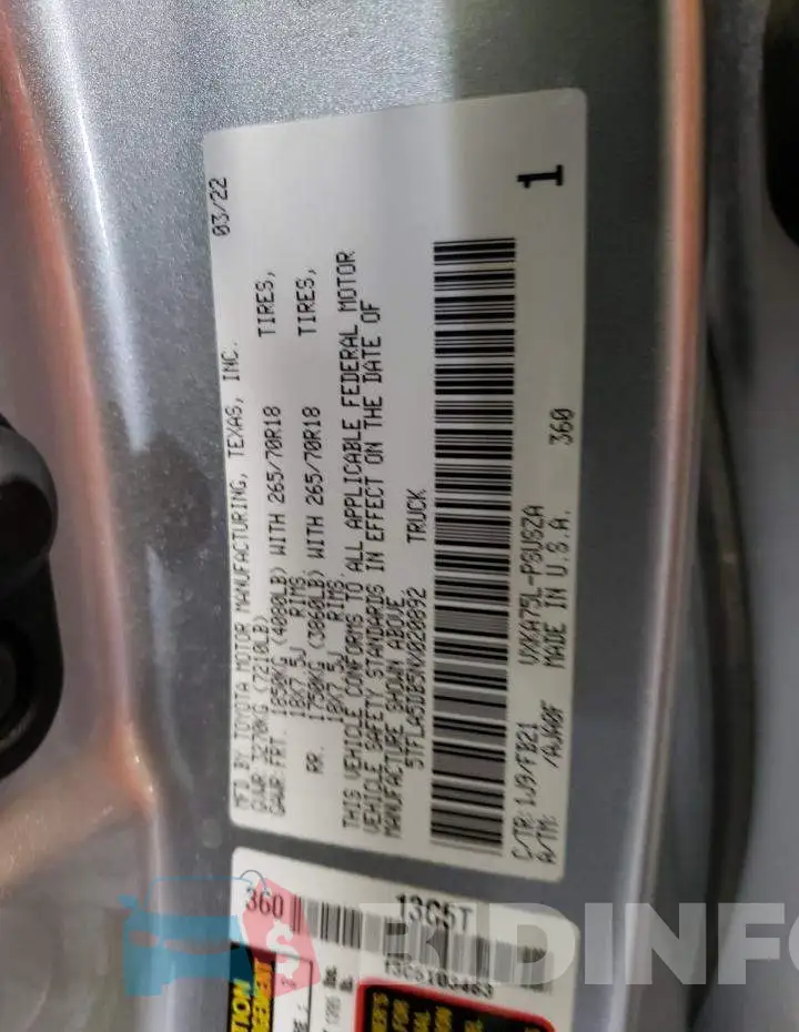 5TFLA5DB5NX020892 Photo# 12