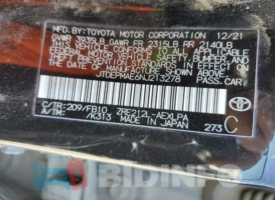 JTDEPMAE6NJ213278 Photo# 13