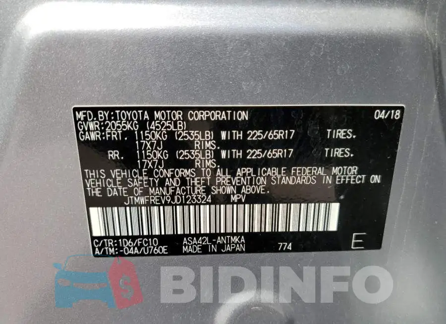 JTMWFREV9JD123324 Photo# 13