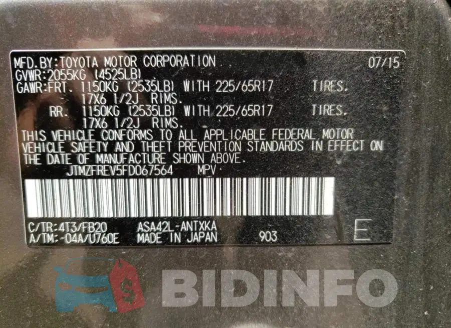 JTMZFREV5FD067564 Photo# 12