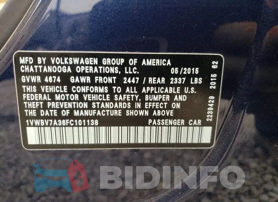 1VWBV7A36FC101138 Photo# 12