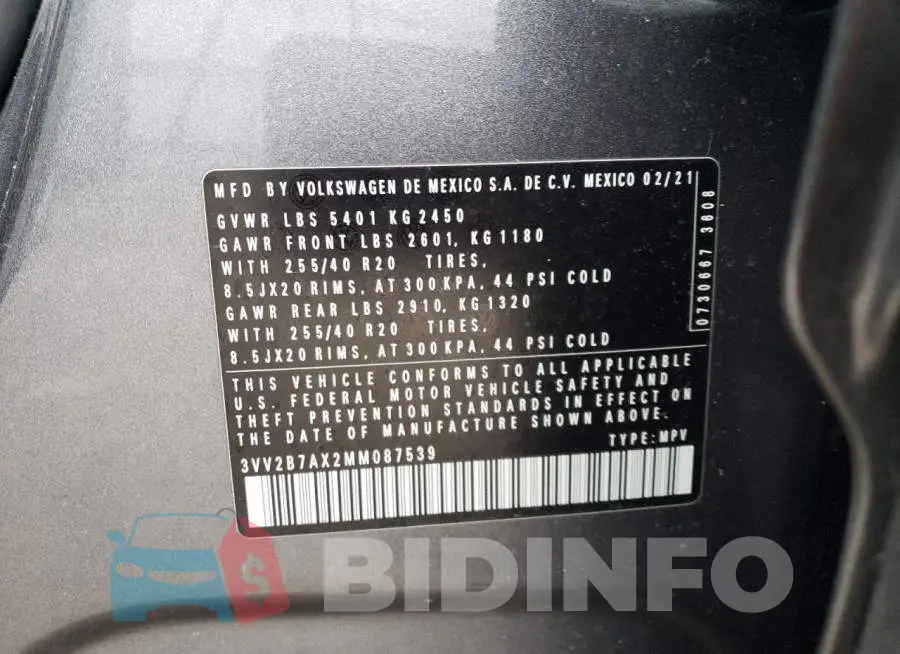 3VV2B7AX2MM087539 Photo# 13