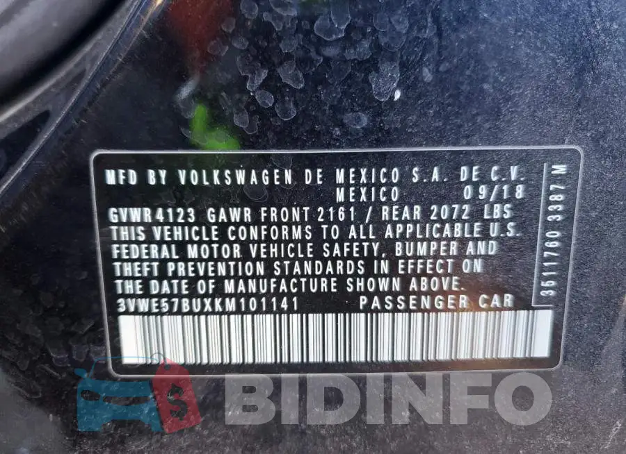 3VWE57BUXKM101141 Photo# 12