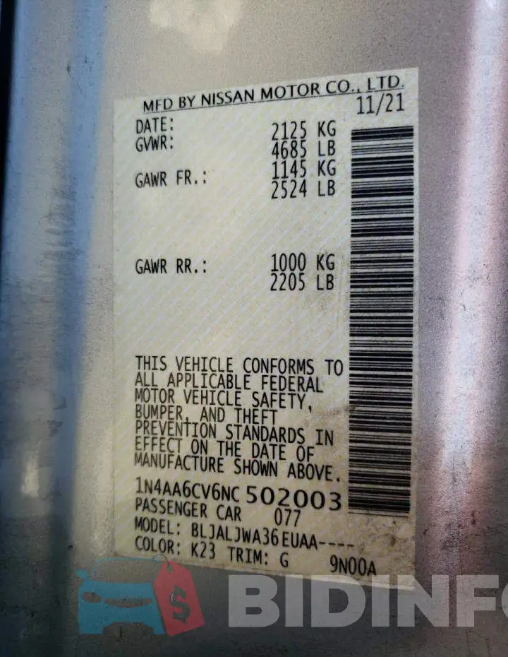 1N4AA6CV6NC502003 Photo# 13
