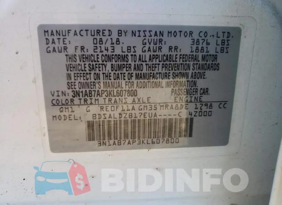 3N1AB7AP3KL607800 Photo# 12