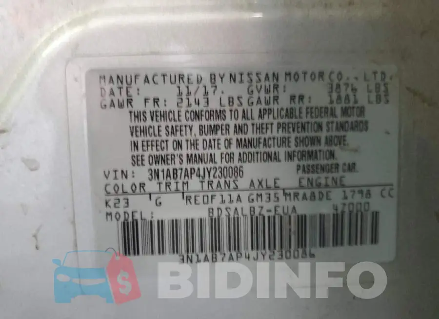 3N1AB7AP4JY230086 Photo# 13