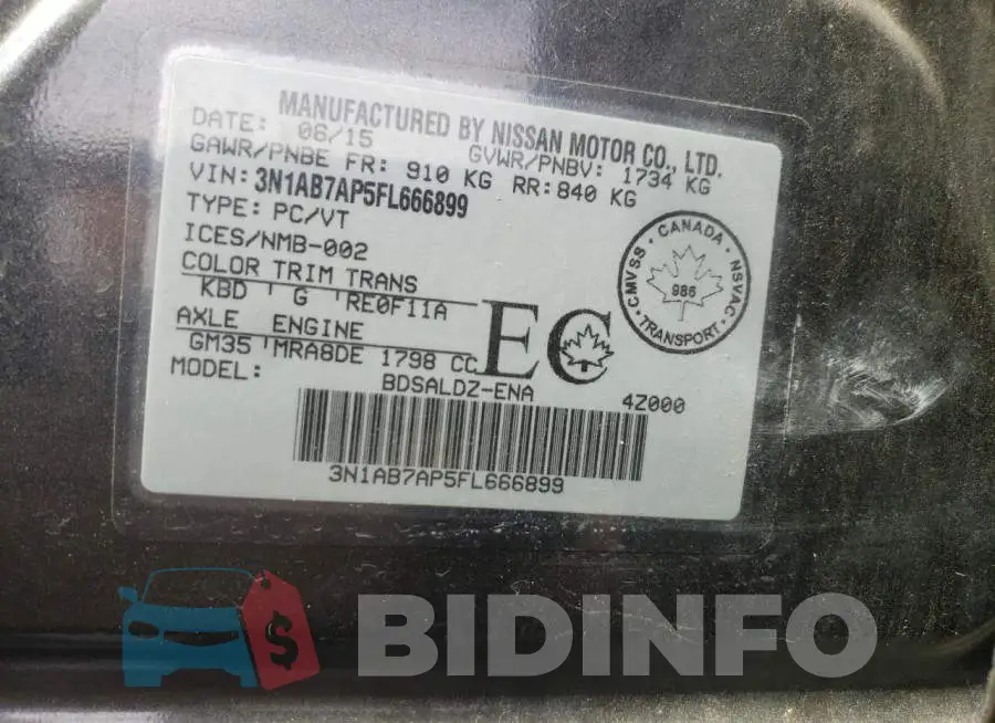 3N1AB7AP5FL666899 Photo# 12