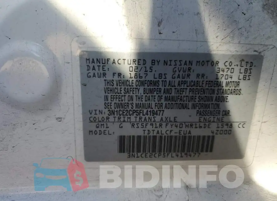 3N1CE2CP5FL419477 Photo# 12