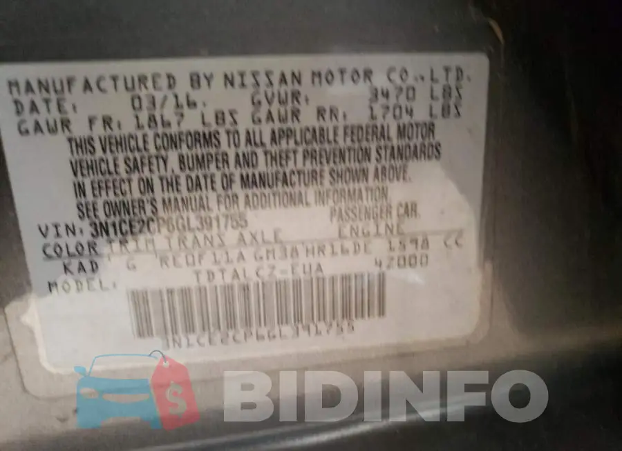 3N1CE2CP6GL391755 Photo# 12