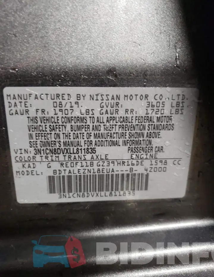 3N1CN8DVXLL811835 Photo# 12