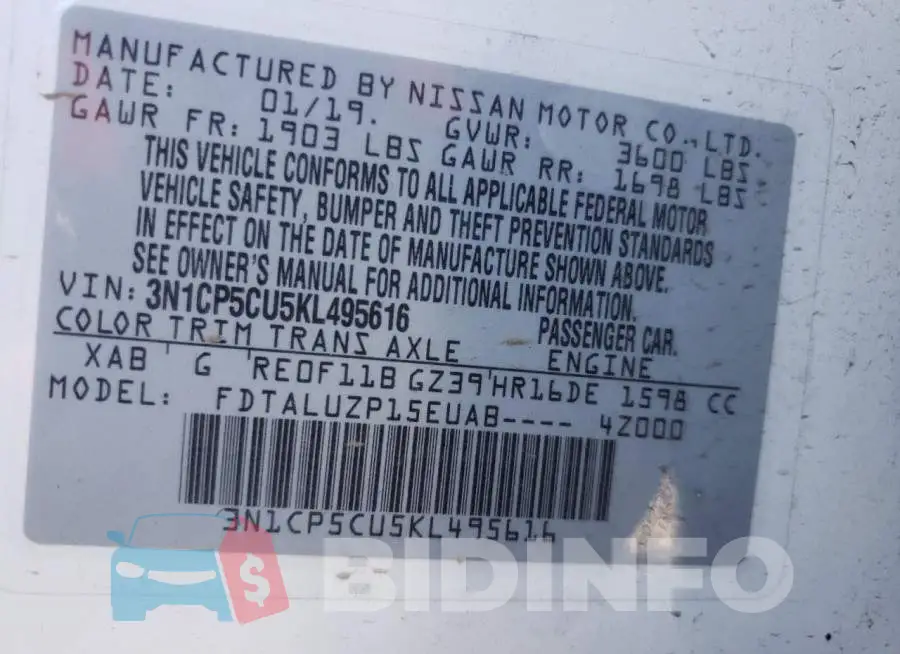 3N1CP5CU5KL495616 Photo# 13